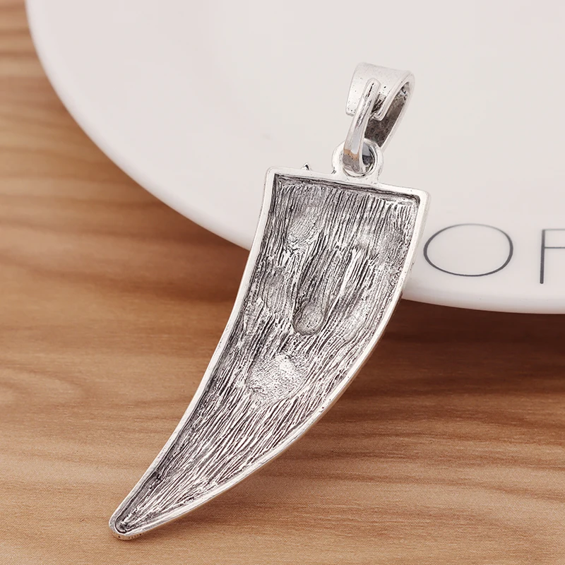 
Antique Silver Large Wolf Head Tooth Teeth Charms Pendants for Necklace Jewelry Making Findings 74x22mm 