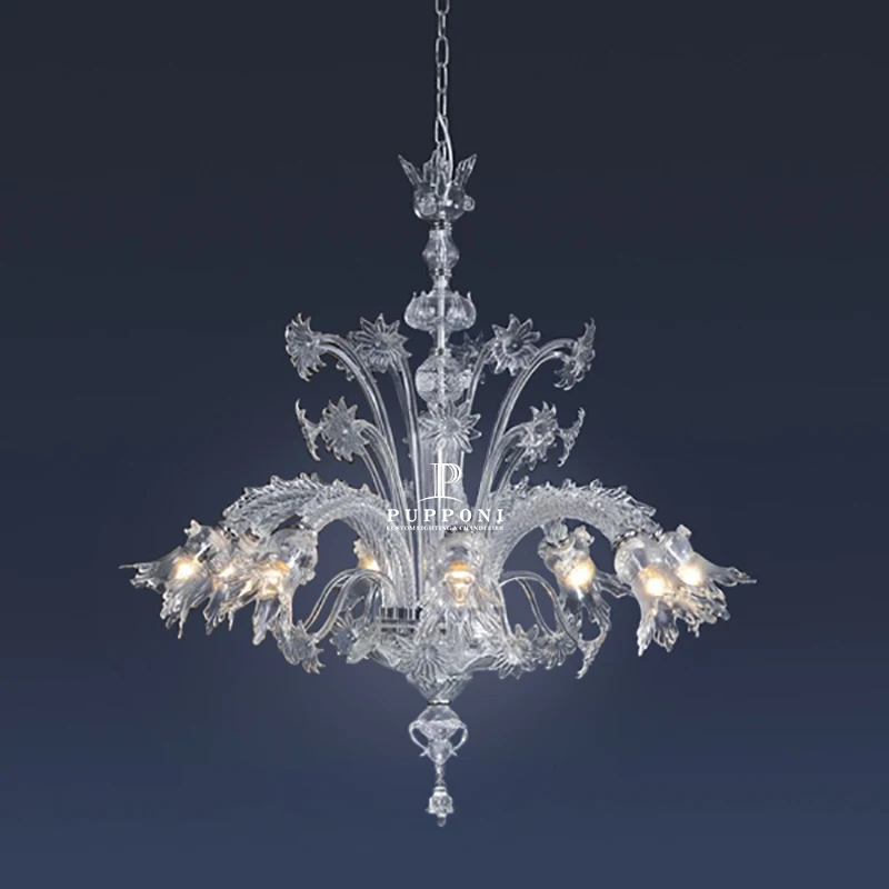 New Arrival Purple Modern Luxury Lighting Pendant Light Murano Style Glass Art Hanging Lamps Chandelier