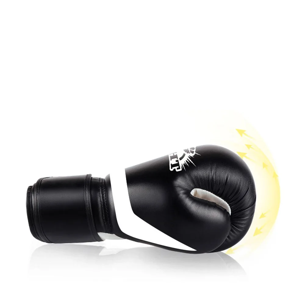 Оптовая продажа, Индивидуальные боксерские перчатки из искусственной кожи OEM, Смешанная Боевая кожа с поддержкой запястья, черный цвет, 8 унций, 10 унций, 12 унций, 14 унций, 16 унций