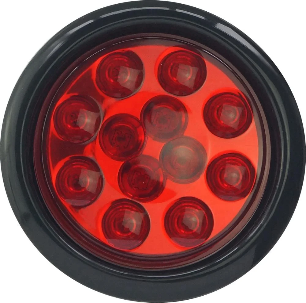 Red Amber And Clear Color 4'Round 12Leds Plastic Truck Tail Light