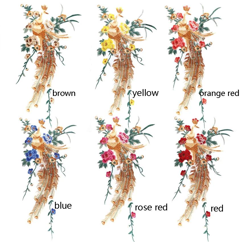 Chemical Lace Fabric Embroidery Corsages Appliques Patch Phoenix Peacock Flower Patch