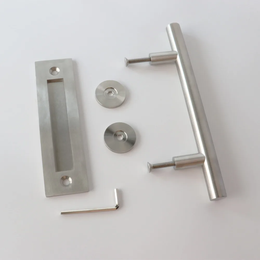 Stainless Steel Barn Door Handle With Flush Pull Industrial Silver Barn Door Hardware Handle