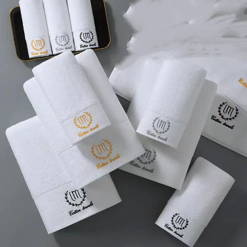 Luxury Custom White Hotel Spa Bath Beach Towel 5-Star Hotel Face Towel Cotton Material with Embroidered Techniques in Stock