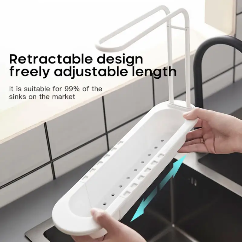 Gadgets Accessories Telescopic Sink Shelf Drainer Rack Kitchen Organizer Soap Sponge Holder Towel Rack Storage Organizer Basket