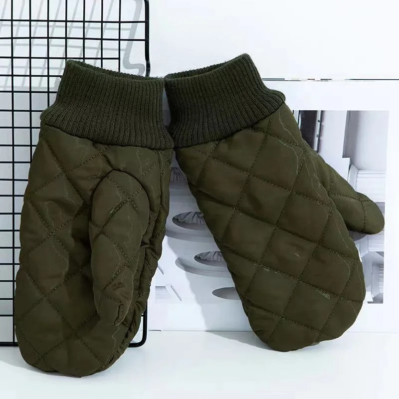 Factory Directly Sell Winter Thicken Warm Army Green Mittens Touchscreen Knitted Elastic Cuff Mitten for Men Women