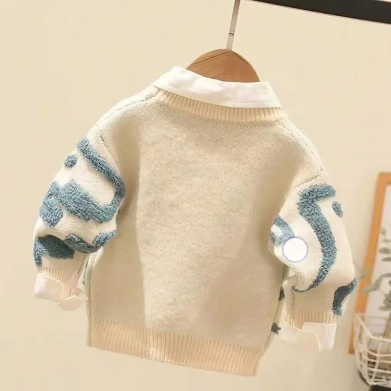 2024 Autumn Winter Baby Kids Boys Long Sleeve Solid Color Knit Sweater Baby Kids Boys Girls Pullover Sweaters Jumper Clothes