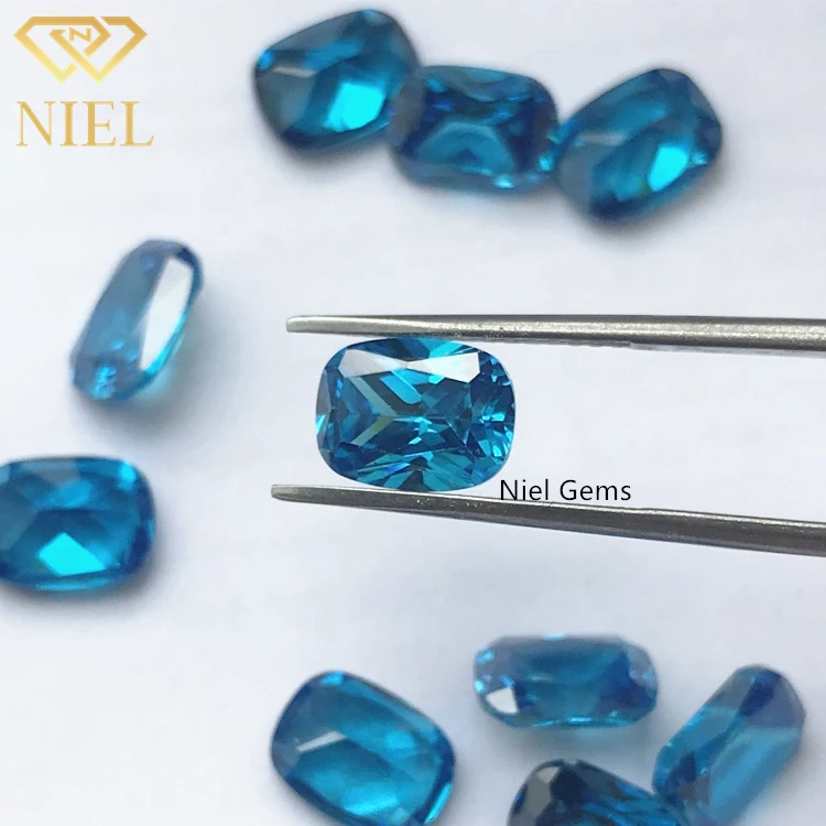 Long cushion 6x8mm loose cubic zirconia gemstones gems gemstone blue zircon cz aquamarine stones for sale