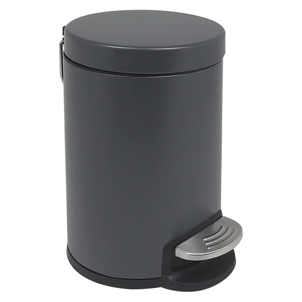 Matte Gray 3 Liter Mini Trash Can with Lid Soft Close