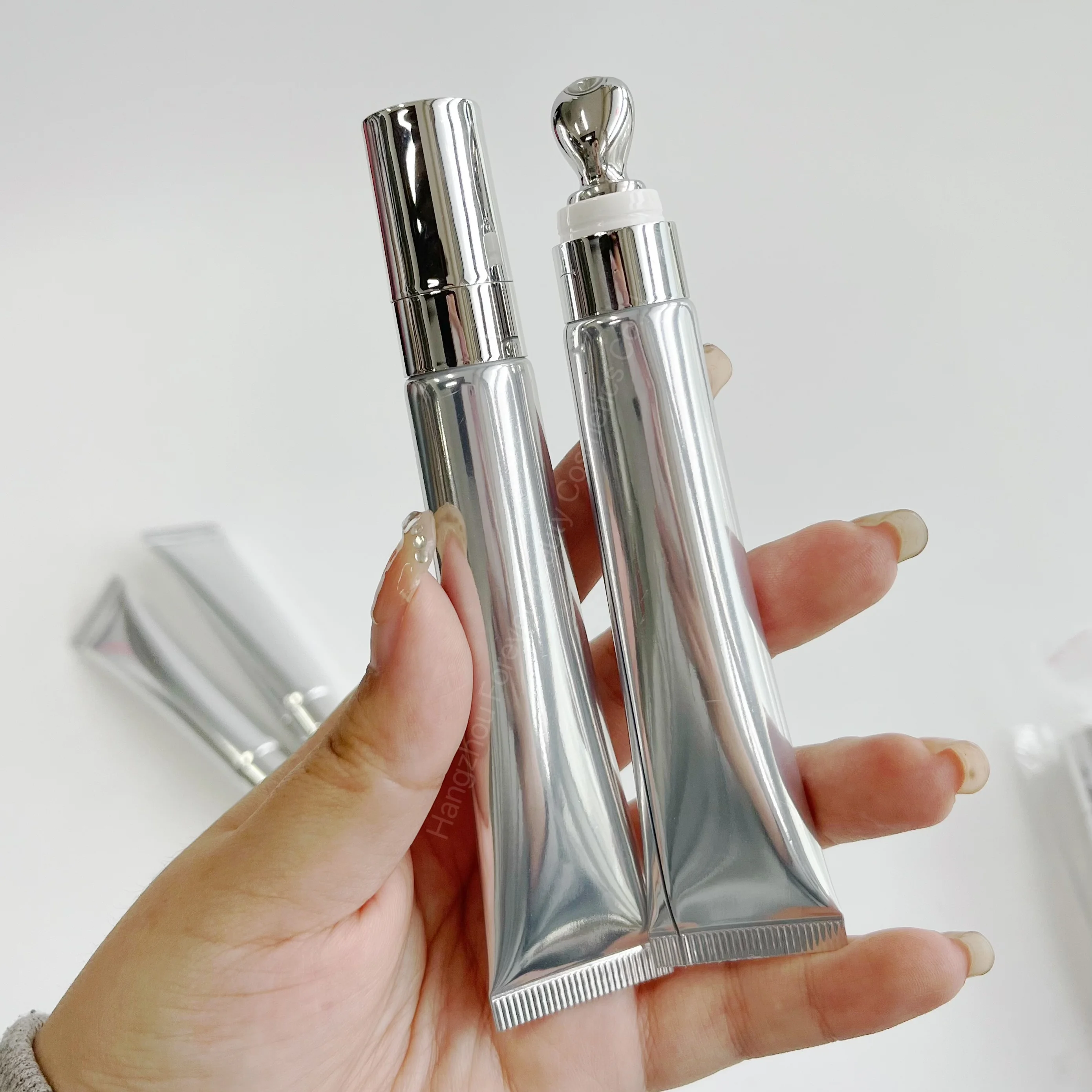 Extreme Hyaluronic Acid 20ml Silver Squeeze Tube Lip Plumper Gloss Custom Logo