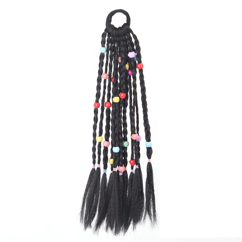 Wholesale twist braid hair braids wig ponytail for kids beauty beads hair ties hair accessories suppliers
