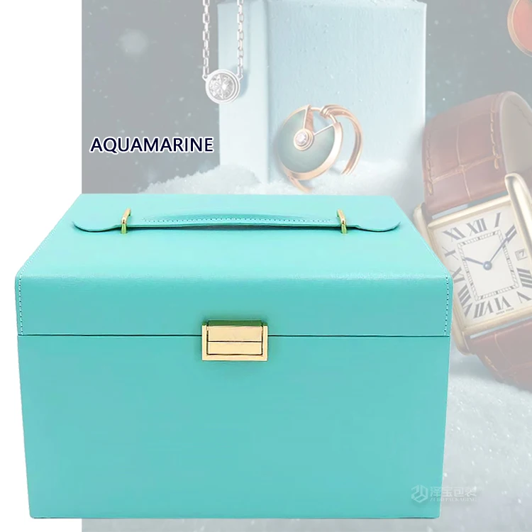 Zebo Custom PU Leather Multilayer drawer Large storage necklace earring ring jewellery case jewelry box organizer