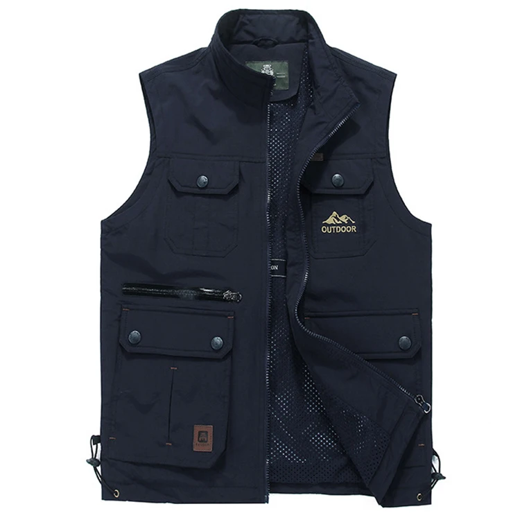
CMMX2115 Spring Sports Mens Multi-Pocket Vest Quick-Drying Photography Waistcoat Male Travel Outdoor Vest 