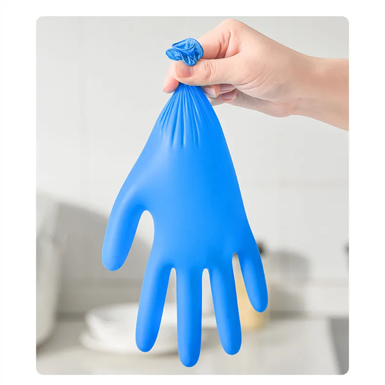 High Dexterity Disposable Nitrile Inspection Gloves Household Food Grade Kitchen Waterproof Thickened Latex Blue Nitrile Gloves