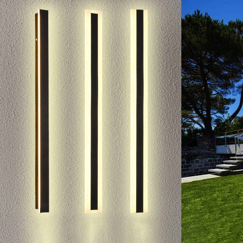 BLUEKING Exterior Long Strip 30-240cm outdoor waterproof wall lamp garden IP65 LED wall sconce lights for balcony villa porch