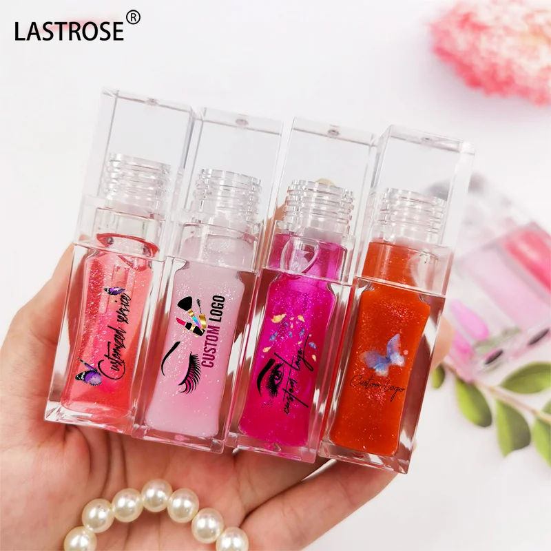 2024new style square clear crystal lip gloss bottle tubes empty transparent lipgloss container tubes with big wand brush 6ml