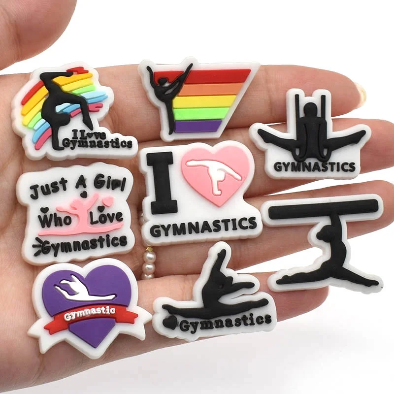 Wholesale Hot Selling Gymnastic Series Crco Shoe Charms Shoe Accessories Soft Pvc gymnastic Fitness croc charms