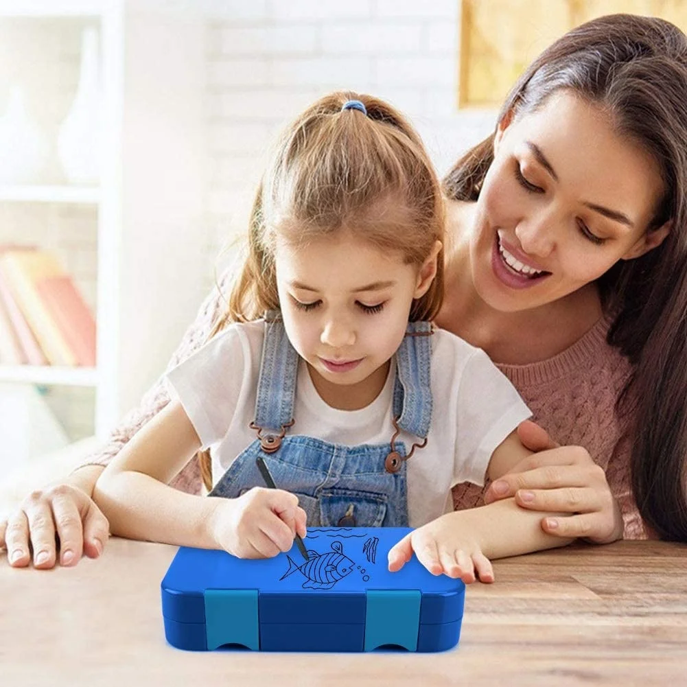 Aohea New Products 6 Compartments Bento Box BPA Free Leakproof Microwave Plastic Lunch Box For Kids