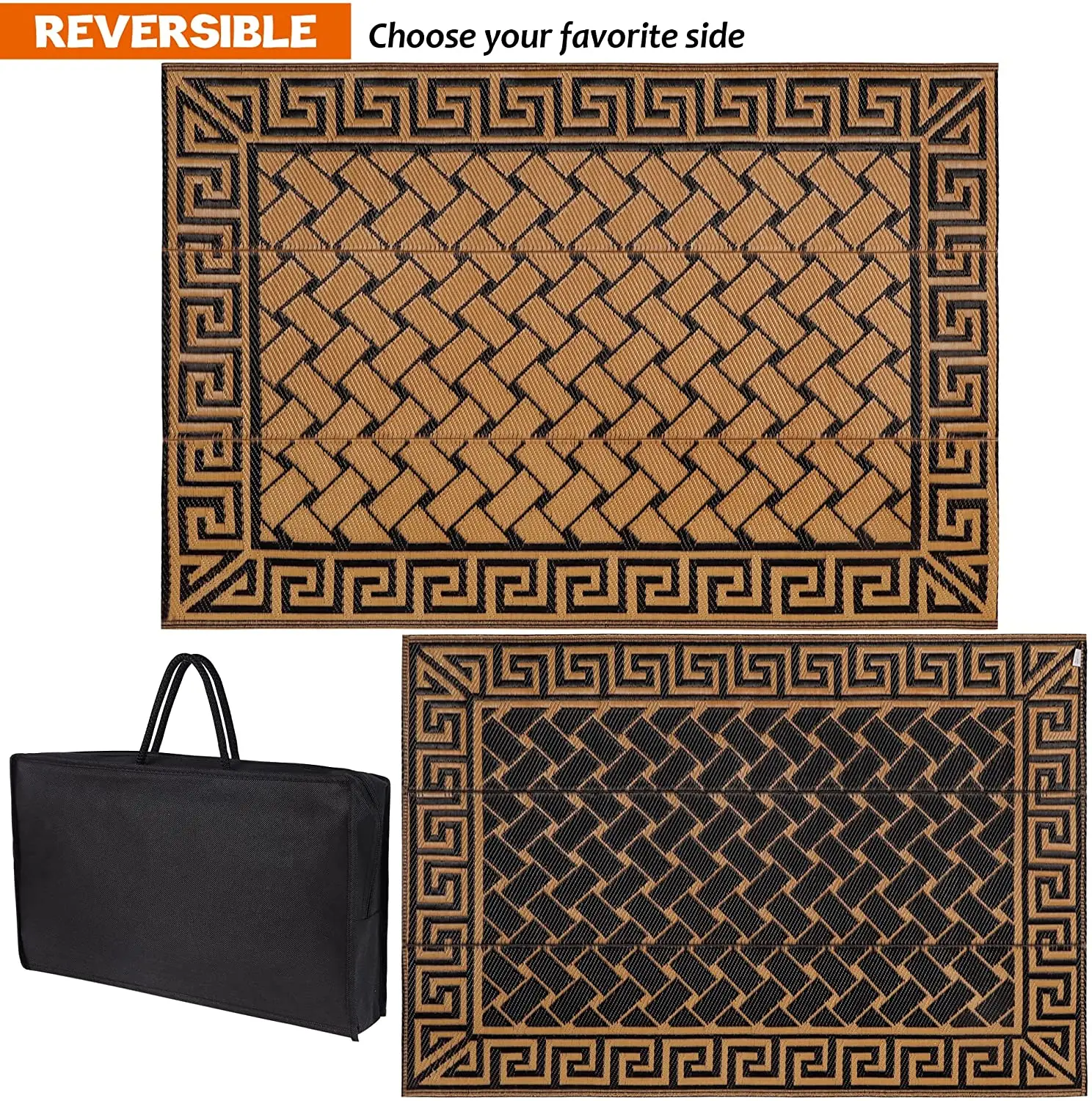 Factory 6-feet by 9-feet Reversible Mat Plastic Straw Rug Large Floor Mat for Outdoors RV Patio Backyard Picnic Beach Camping