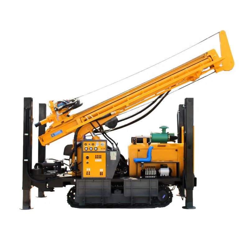 300 meters air comprerssor and mud pump Bore hole drilling machine Crawler mounted water well drilling machine