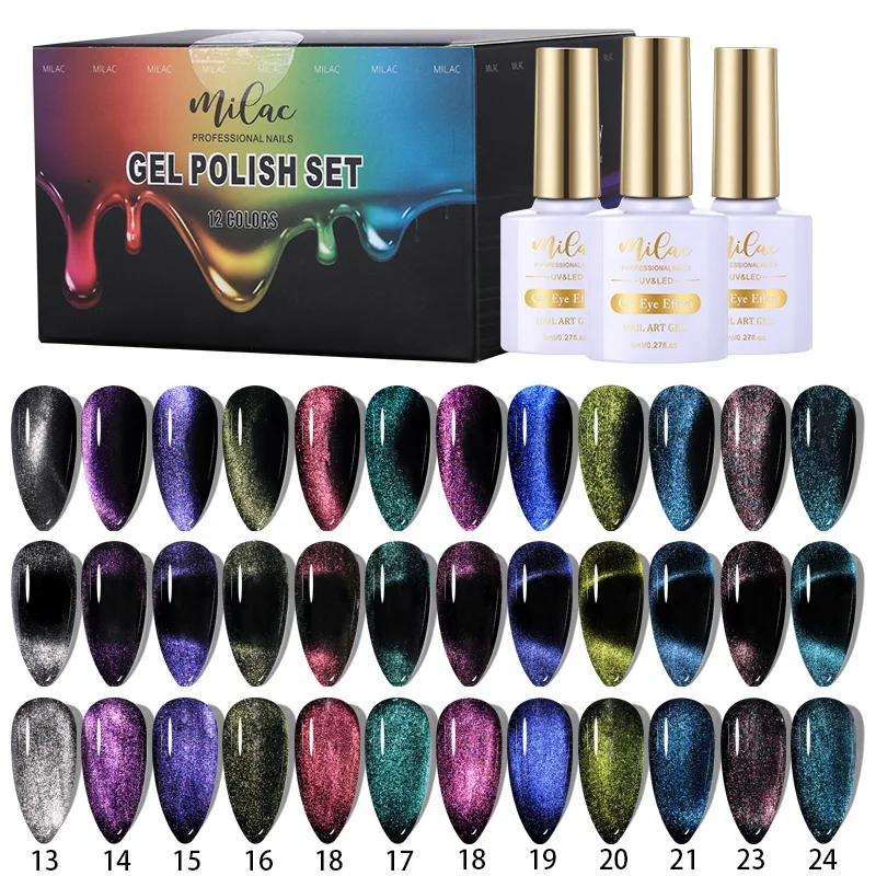 Summer and Autumn hot non-toxic nail glue gel twelve color Starry Sky Magic cat Eye nail glue gel set for press 0n nails