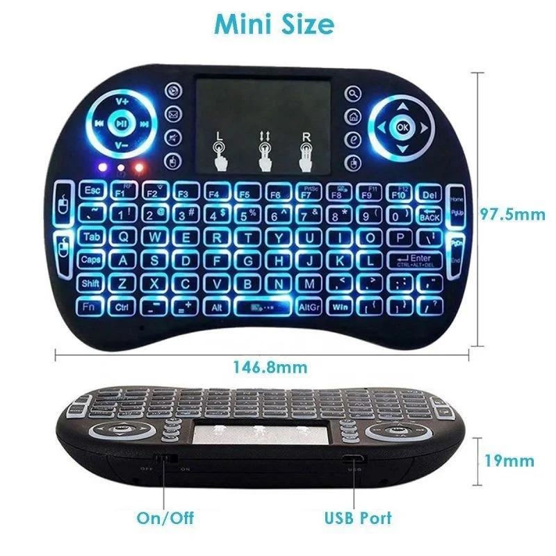 I8 Portable Custom layout 2.4GHz mini Wireless Backlight keyboard  handheld Keyboard for smart TV/TV box computer