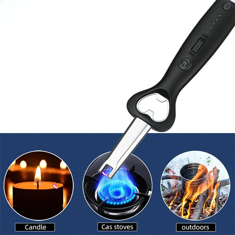 Kitchen Multi-functional Lighter Led USB Electric BBQ Stove Candle Verstile Use Lighter with Beer Bottle Opener