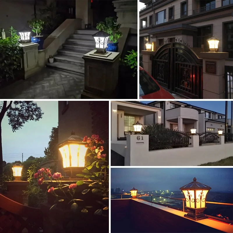 5w Modern Led Solar Powered Pillar Light Gate Post Outdoor Garden Fence Luminous Auto Body Lamp Item Battery Lighting Time Evo