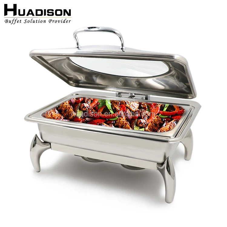 Huadison restaurant equipment chaffers chafing dish food warmer silver stainless steel chafing dish buffet set