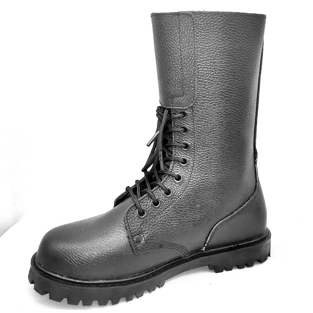 Mens Black Working Sport Solid Split Leather Tactical Combat Safety Boots