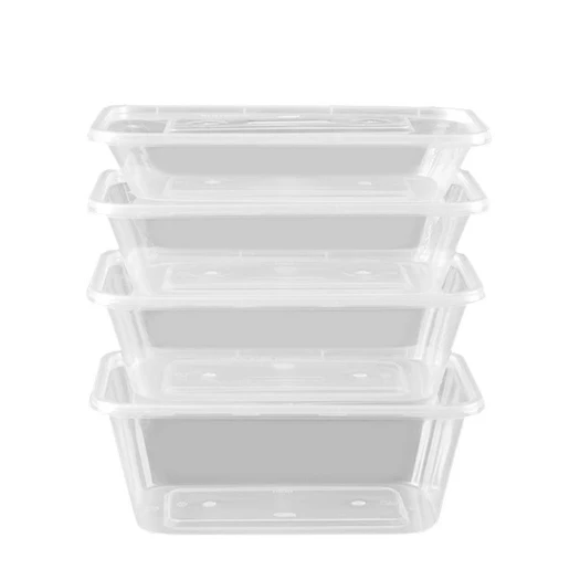 Disposable Packing Lunch Boxes Commercial Restaurant Rectangular Takeaway PP Plastic With Lid Wholesale Microwave Oven