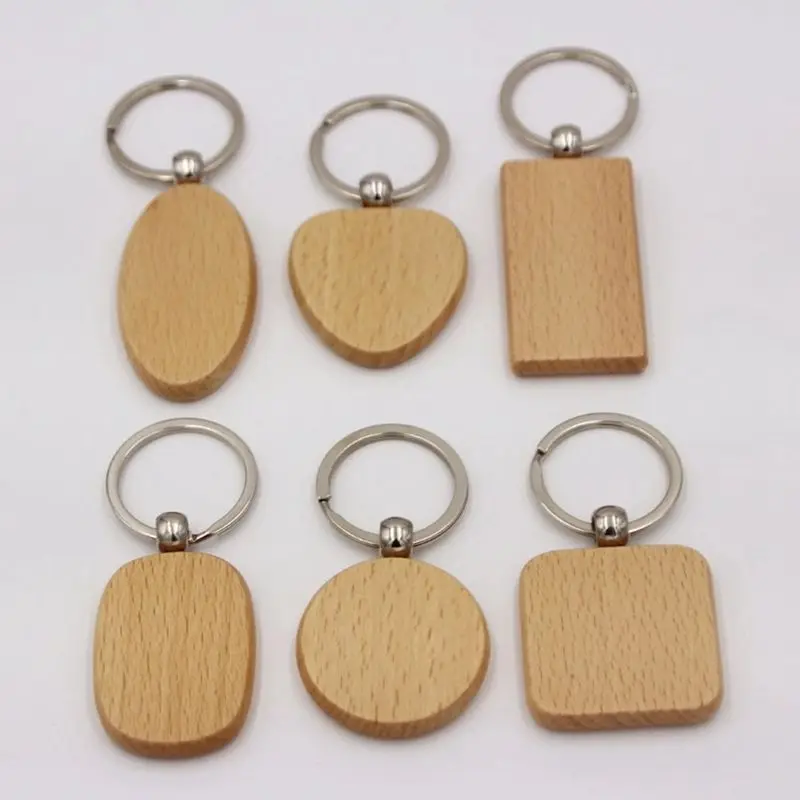 Personalized Souvenir Gift Name Date Logo Custom Blank Wood Keychains For Engraving