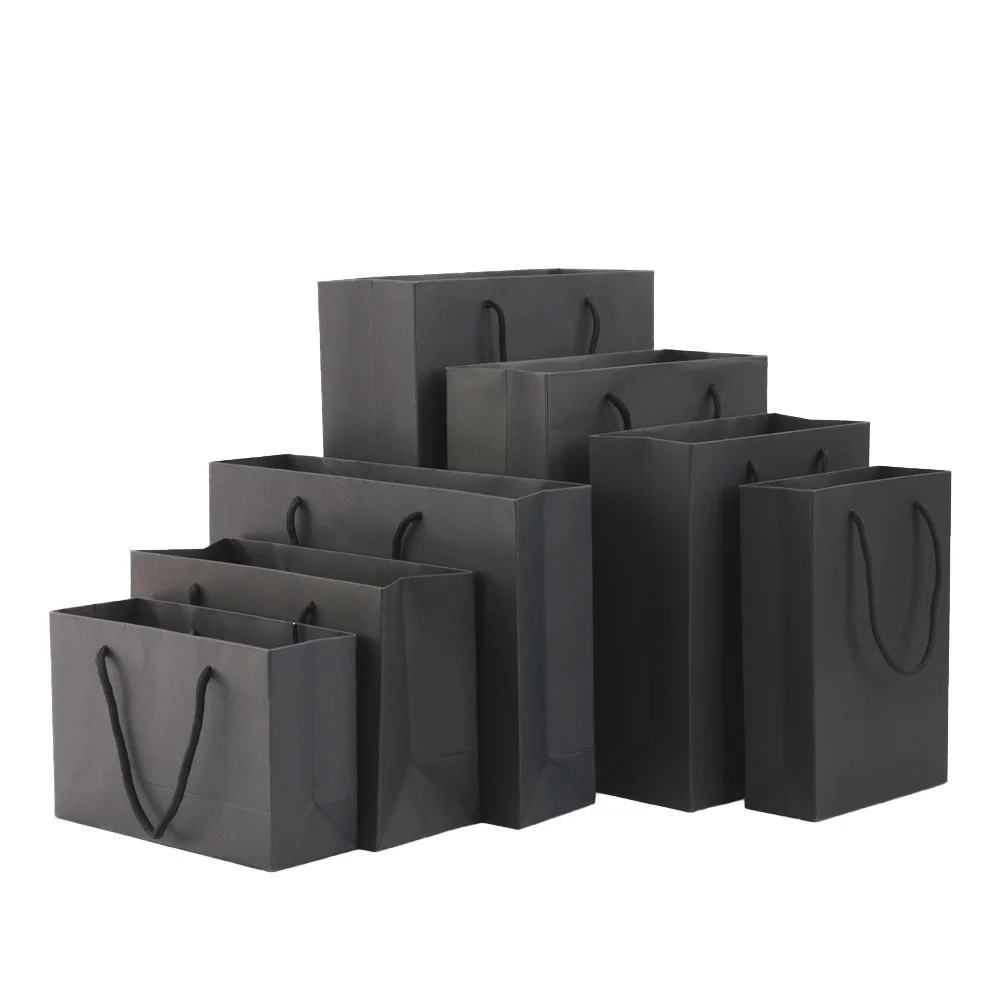 Paper Bag With Handles Solid Color Gift Packing Bags For Store Clothes Wedding Supplies Handbags paper gift bags
