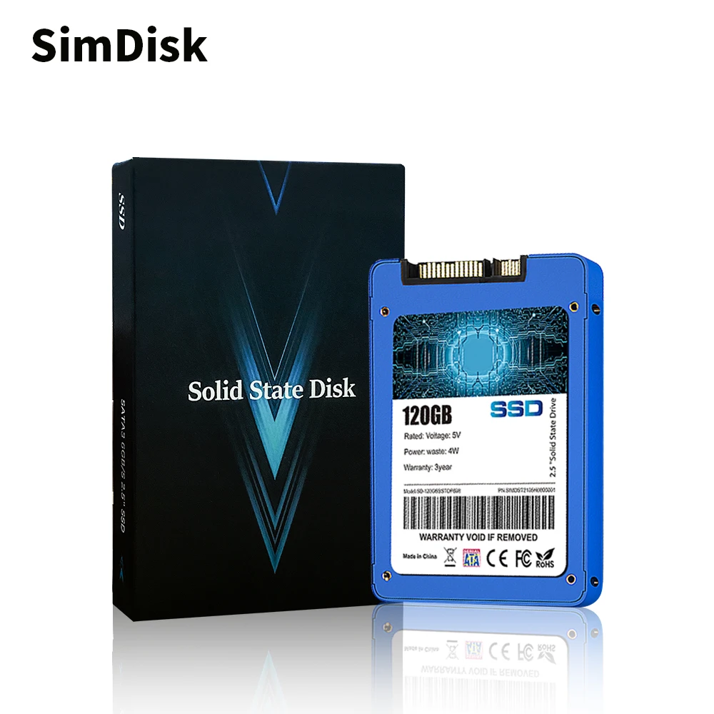 SimDisk 2.5 inch Sata III SSD 240GB Blue Plastic Hard Drive 64GB 128GB 256GB 480GB 512GB 1TB SSD 120GB for Lnternal Desktop PC