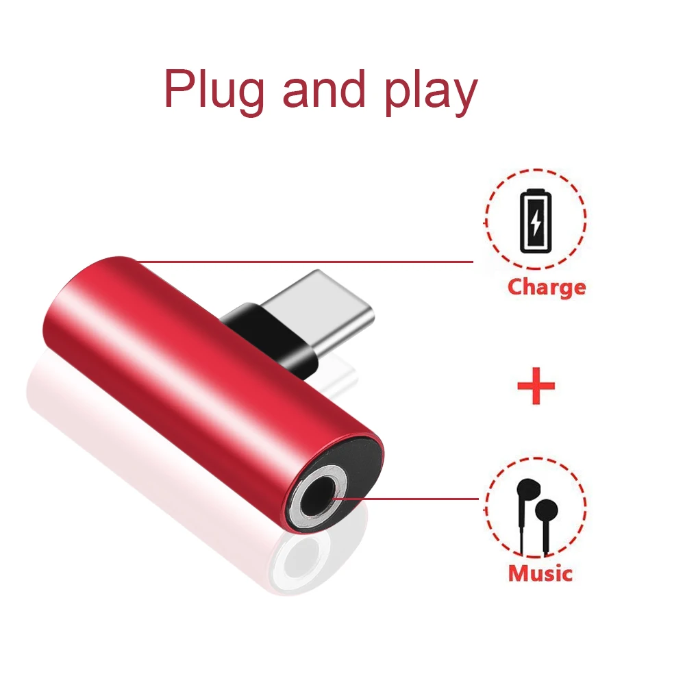 
USB Type C To C & 3.5mm 2 in 1 Jack Headphone Audio Charger Splitter Adapter Support Voice Call 