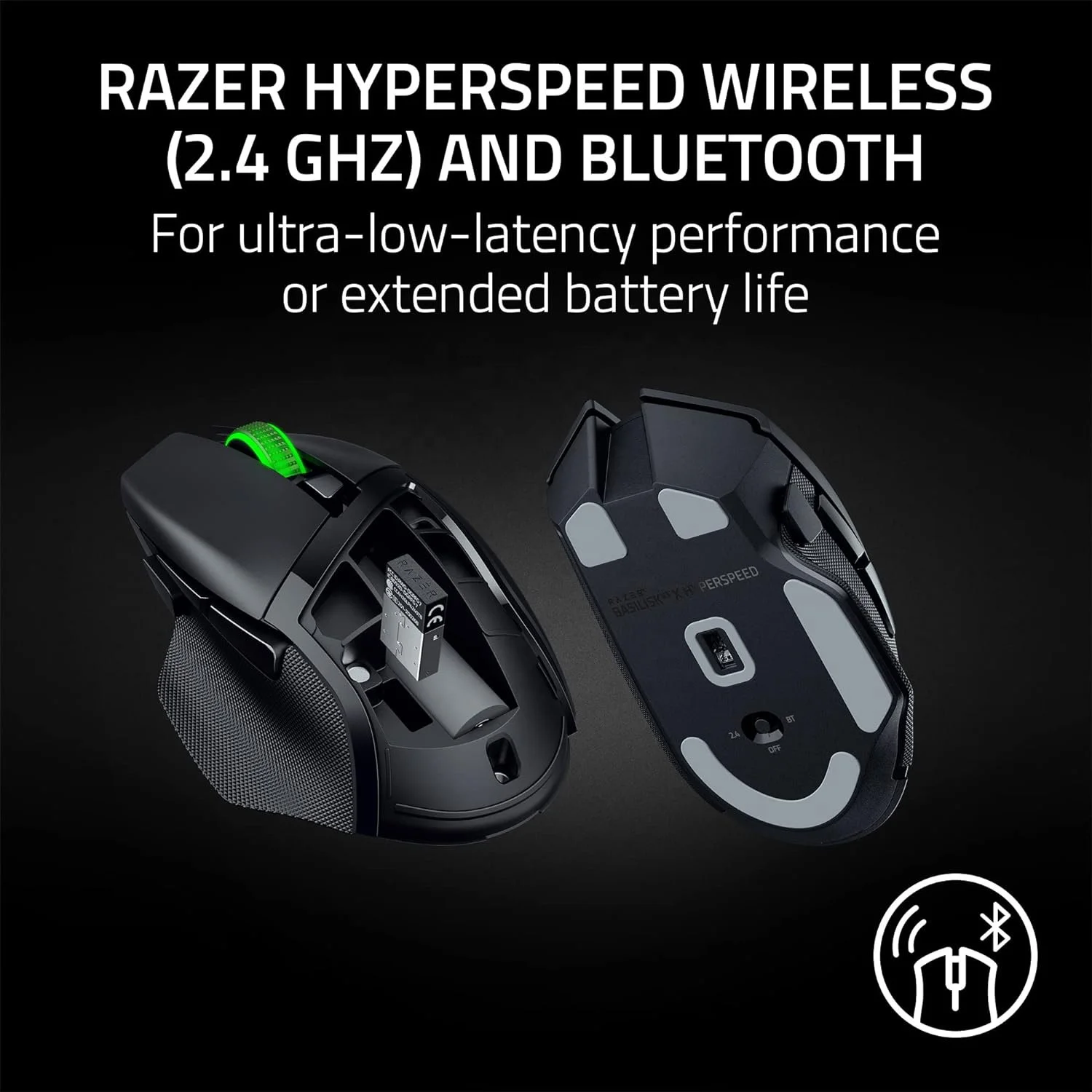Razer Basilisk V3 X HyperSpeed Customizable Wireless Gaming Mouse Razer 5G Advanced 18K Optical Sensor Mouse for Gaming