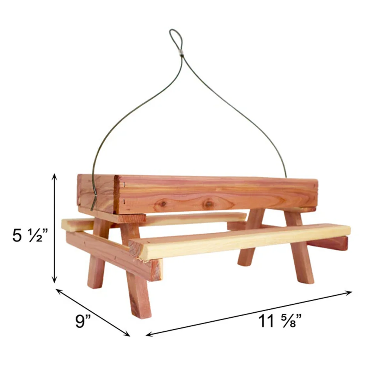 WILDMX Handmade Outdoor Natural Garden Hanging Bird Feeder  Cedar Picnic Table Feeder