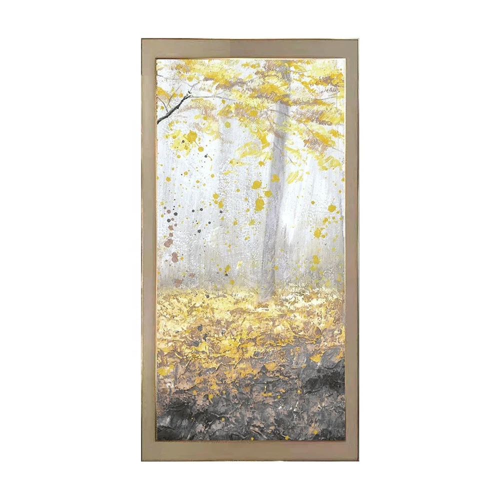 Hotel Project Customized Handpainted Gold Foil Beautiful Abstract Wall Art Oil Canvas Modern Painting Paint