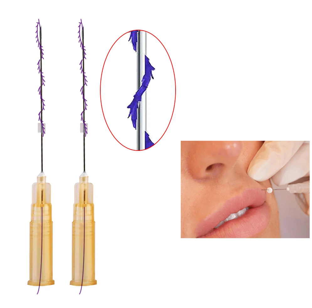 Medical 25g 60mm V Line eye Brow Lift Skin Tightening Face Lifting Hilos Fios Cog Screw Pdo Thread