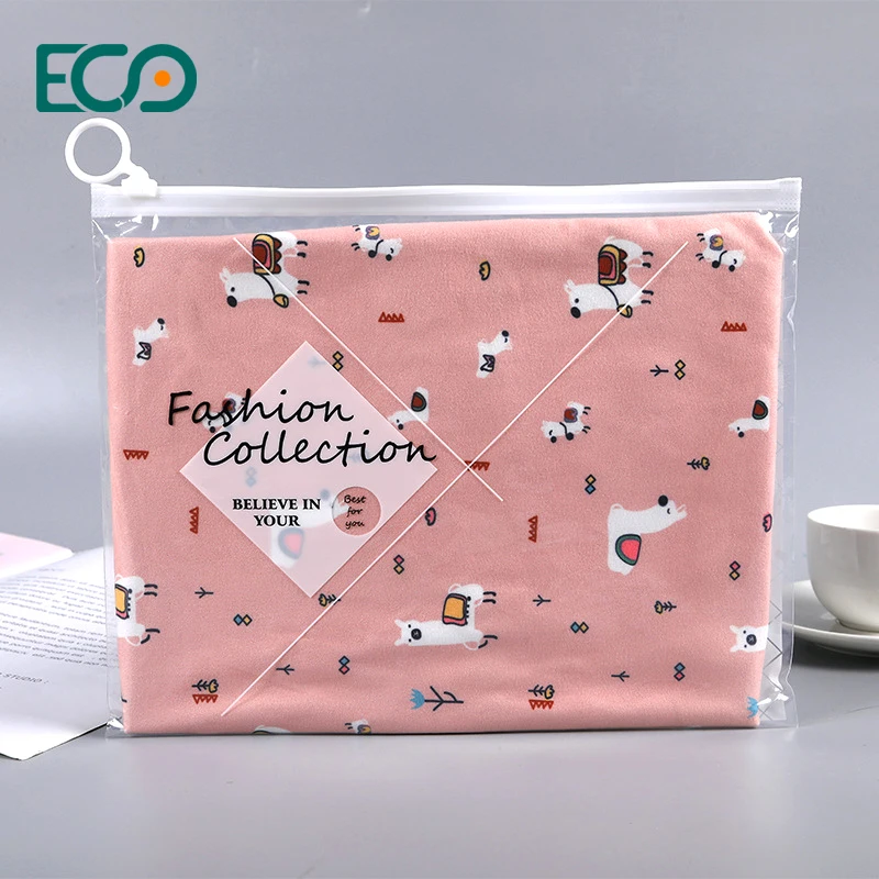 Reusable Printing Transparent Cloth Cosmetic Underwear Bag Ziplock Customized Plastic Package With Zip Lock Warning Text