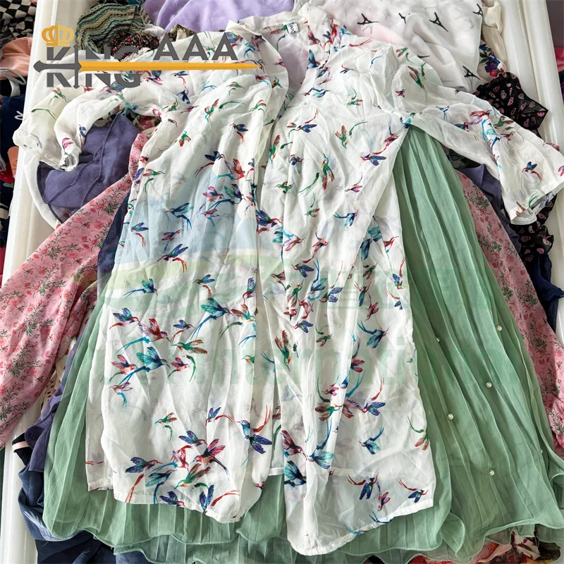 Women Luxury Chiffon Blouse Silk Tops Korean Used Clothes Used Bales 100kg