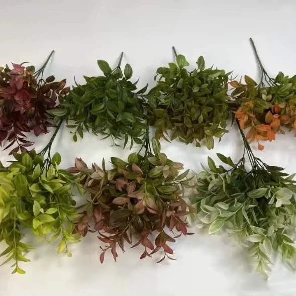 Artificial Plants Greenery Plastic Vanilla Leaves Artificial Plant Eucalyptus Leave Artificial Bonsai Plant For Decor
