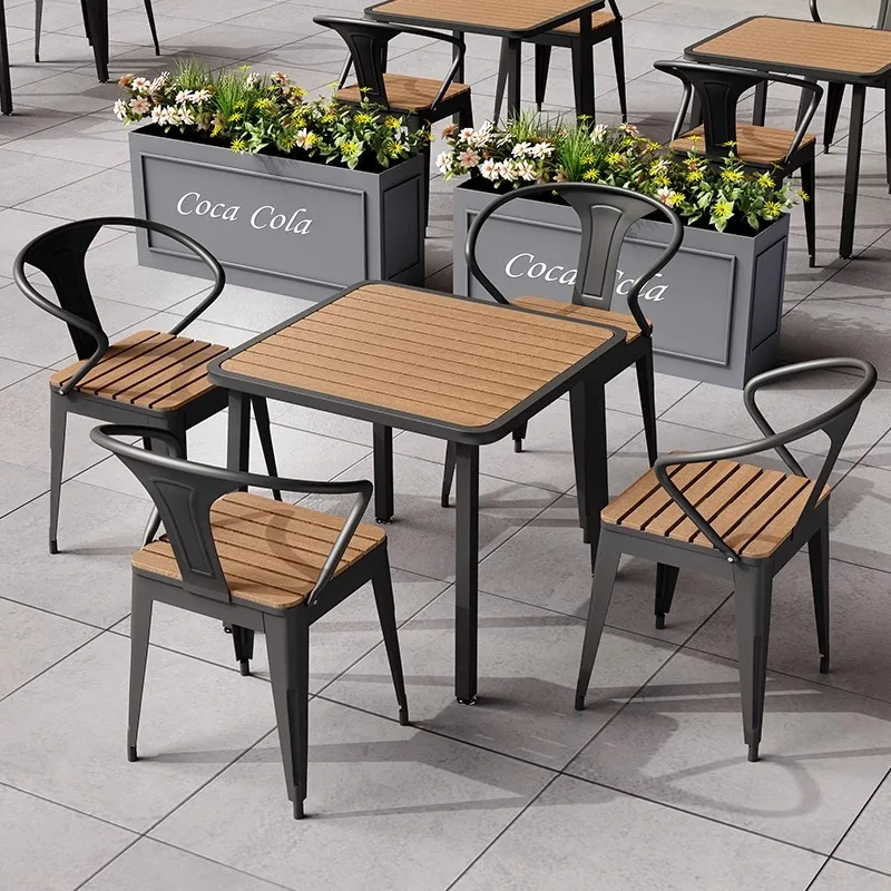 Waterproof Durable Resort Furniture Plastic Wood Restaurant Dining Patio Garden Outdoor Table