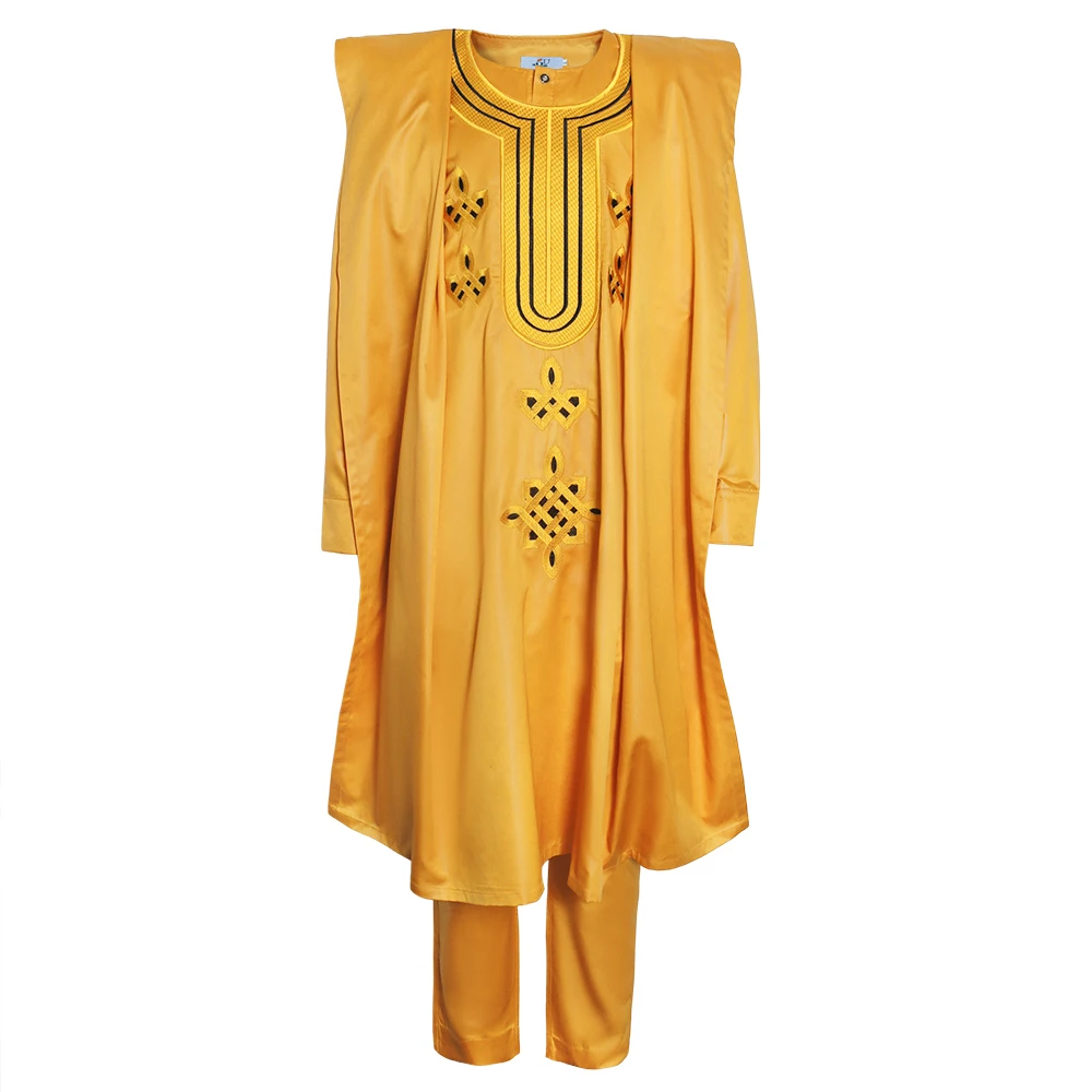  Модная одежда H & D костюм из трех предметов agbada рубашка с широким рукавом и брюки африканская для