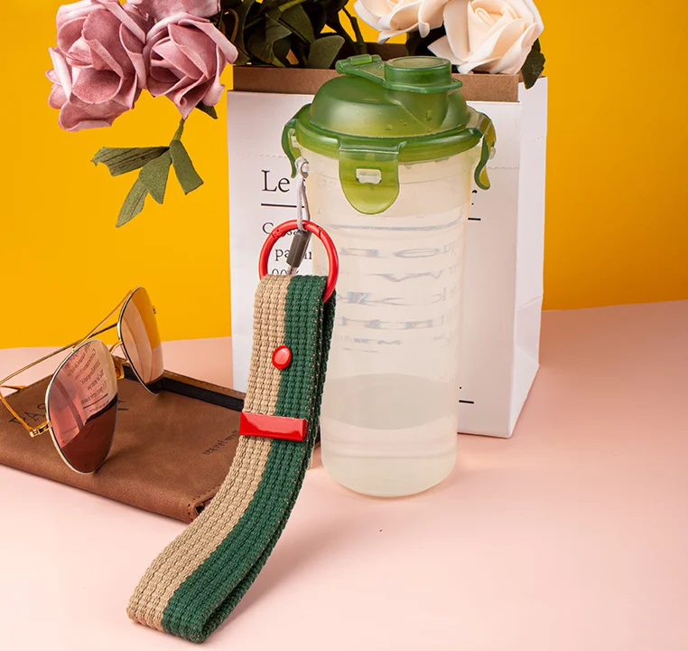 Blank colorful stripes keychain with O spring buckle DIY Korea Keychain Stripe plain luggage tag for suitcase