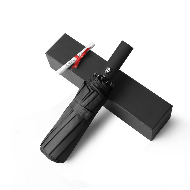 Fully Automatic12 Bone Three-fold Black Glue Custom Plus Printing Logo Sunny Rain Gift Advertising Umbrella Wholesale