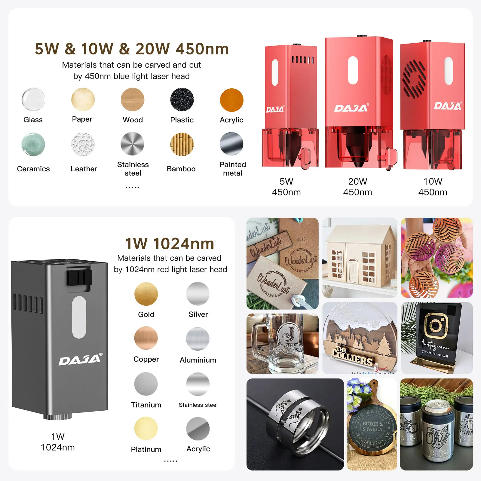 DAJA A6  High Quality Laser Cutting And Engraving Machine Laser Engraver For Metal Stainless Steel Wood Leather Acrylic Glass