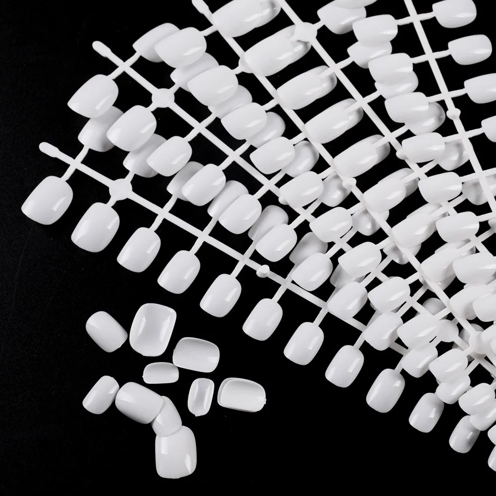 120 Pieces False Nail Tips natural Acrylic Short Full Cover Fake Nails Short Round White False Nails