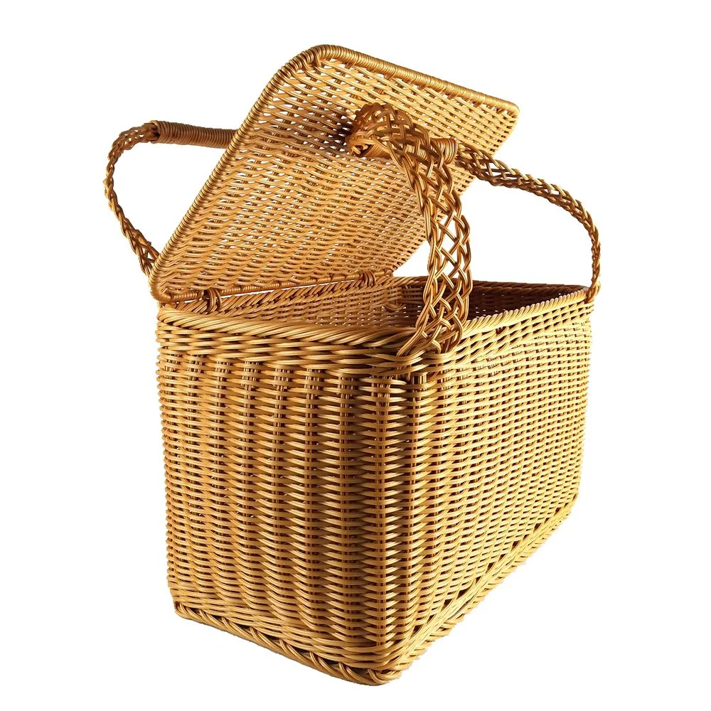 Yulin Jiafu outdoor weaving cheap large plastic cane picnic basket with handle