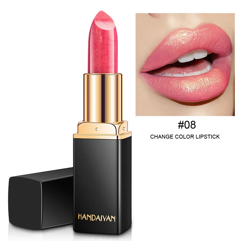 HANDAIYAN Shiny Metallic Pearl Color Change Warm Change Lipstick Gilt Lipstick