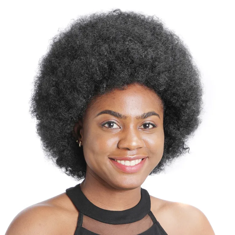 Бразильские африканские скрученные вьющиеся волосы, пушистые короткие черные женские парики из человеческих волос для вечеринки